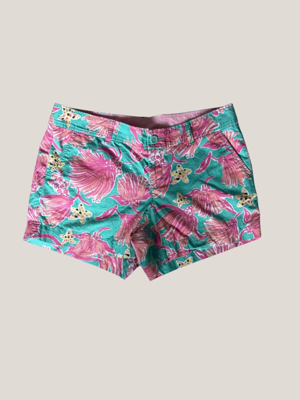 Lilly Pulitzer Callahan Lagoon Green Shaggin Starfish Shorts, Size 12